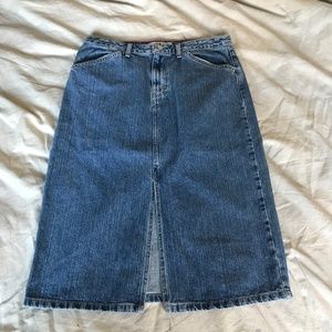 Vintage Tommy Hilfiger zip fly Denim Jeans skirt w/ Pockets maxi slit 12
